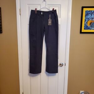 Flamingals Womens Solid Seam Front Mid Rise Straight Leg Pants